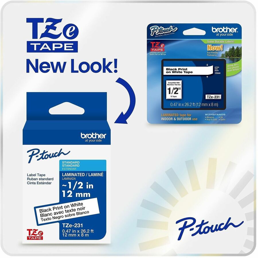 Image of Brother TZE441G Genuine P-touch TZe441 BK on RD Label Tape, Laminated, 18mmX8m, 45/64" Width, Red, Laminated, Water Resistant, 1 Each