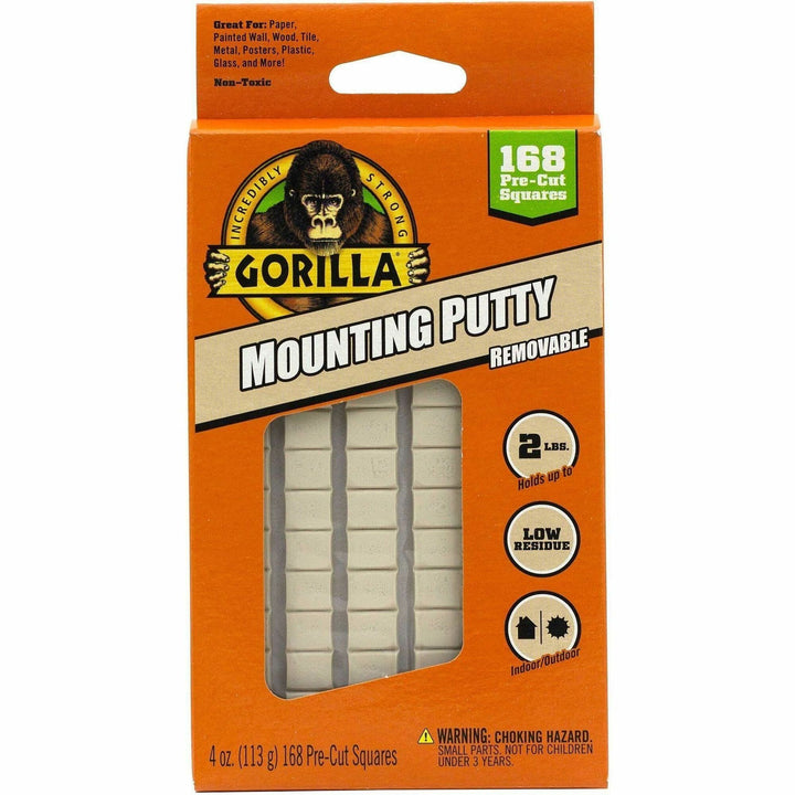 Image of Gorilla 109100 Mounting Putty, Beige, For Indoor, Outdoor, Mounting, Paper, Wall, Wood, Tile, Metal, Glass, 168/Pack, 1 Each
