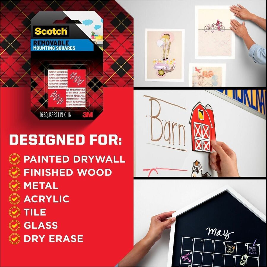 Image of Scotch 108AMSSQ16 Removable Double-Sided Mounting Squares