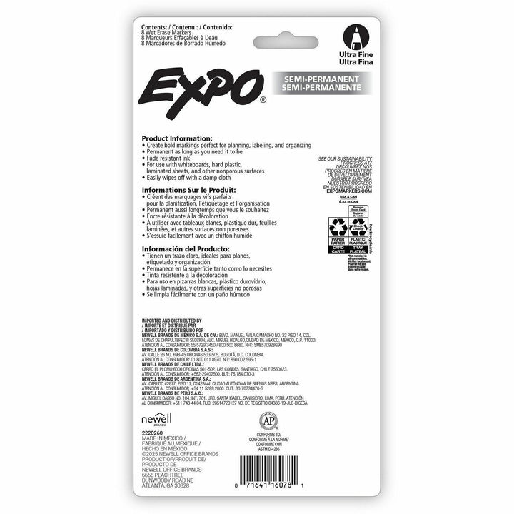 Image of EXPO® Vis-a-Vis Wet Erase Marker, Fine Bullet Tip, Assorted Colors, 8/Pack