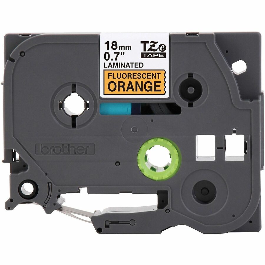 Image of P-touch TZEB41G Genuine TZeB41 BK on FLUOR ORG Label Tape, Laminated, 18mmX5m, 45/64" Width, Fluorescent Orange, Laminated, Water Resistant, 1 Each