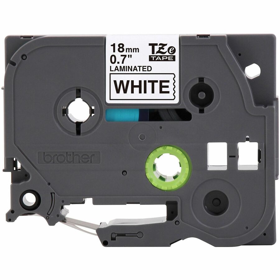 Image of P-touch TZE241G Genuine TZe241 BK on WHT Label Tape, Laminated, 18mmX8m, 45/64" Width, White, Laminated, Water Resistant, 1 Each