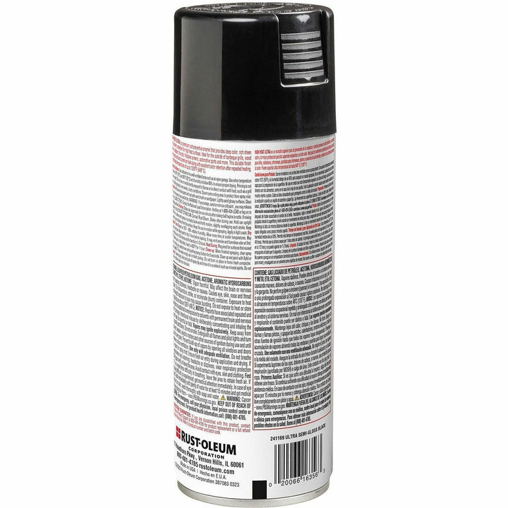 Image of Rust-Oleum High Heat Ultra 241169 High-Heat Spray Paint, Semi-gloss, Black, 12 oz, 1 Each