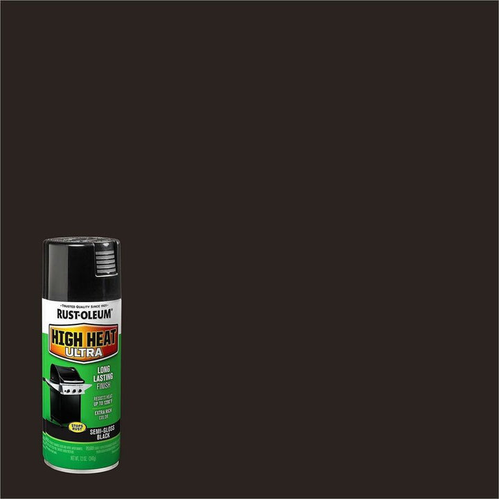 Image of Rust-Oleum High Heat Ultra 241169 High-Heat Spray Paint, Semi-gloss, Black, 12 oz, 1 Each