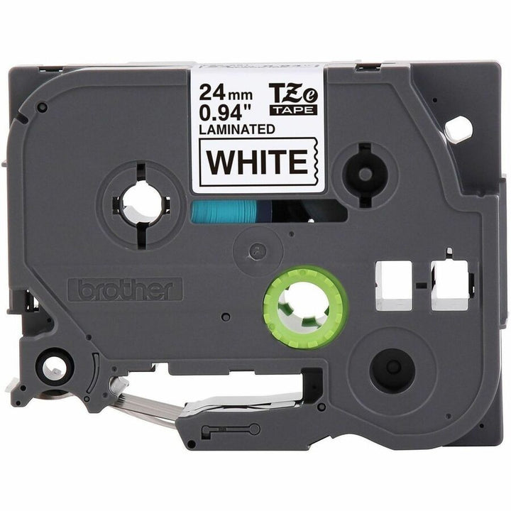 Image of P-touch TZE251G Genuine TZe251 BK on WHT Label Tape, Laminated, 24mmX8m, 15/16" Width, White, Laminated, Water Resistant, 1 Each