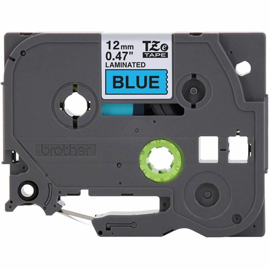 Image of P-touch TZE531G Genuine TZe531 BK on BK Label Tape, Laminated, 12mmX8m, 15/32" Width, Blue, Laminated, Water Resistant, 1 Each