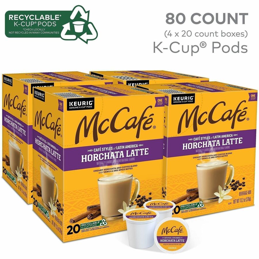 Image of McCafè® 9891CT Horchata Latte, Compatible with Keurig Brewer, Medium, Per Box, 24 K-Cup, K-Cup, Horchata Latte, Kosher, 4 / Carton
