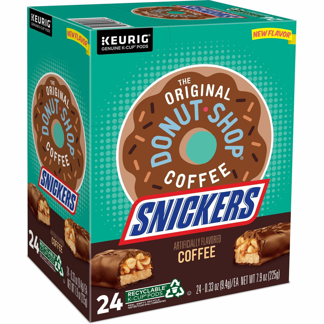 Image of The Original Donut Shop 9608CT Snickers Coffee, Compatible with Keurig Brewer, Mild, Per Box, 24 K-Cup, K-Cup, Snickers, Kosher, 4 / Carton