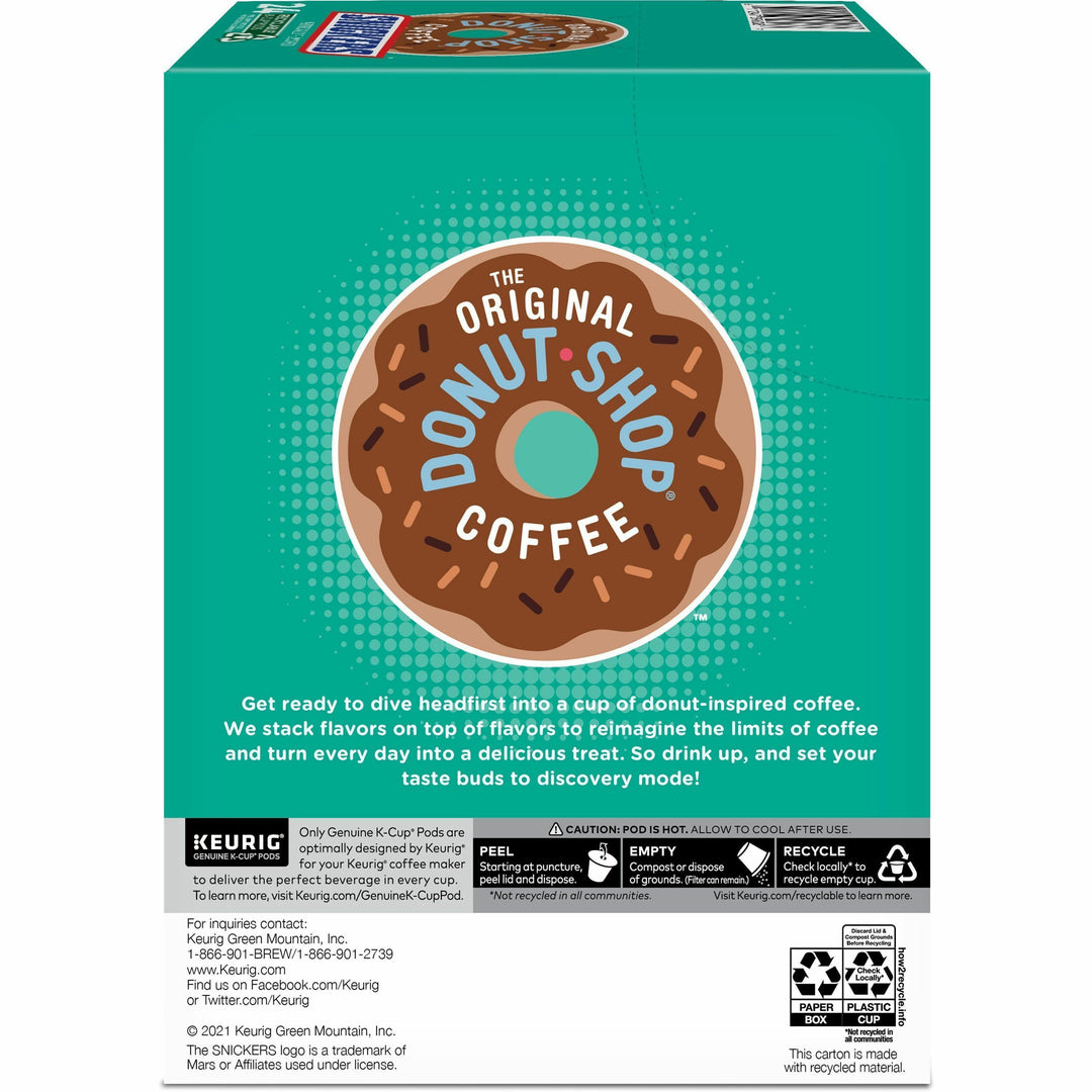 Image of The Original Donut Shop 9608CT Snickers Coffee, Compatible with Keurig Brewer, Mild, Per Box, 24 K-Cup, K-Cup, Snickers, Kosher, 4 / Carton