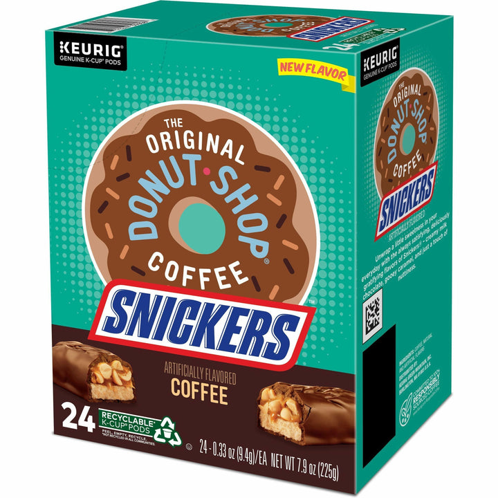 Image of The Original Donut Shop 9608CT Snickers Coffee, Compatible with Keurig Brewer, Mild, Per Box, 24 K-Cup, K-Cup, Snickers, Kosher, 4 / Carton