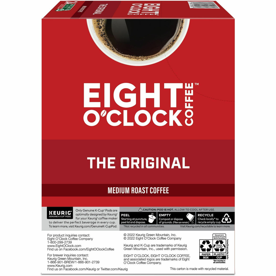 Image of Eight O'Clock 0657CT Original Coffee, Compatible with Keurig Brewer, Medium, Per Box, 24 K-Cup, K-Cup, Ground, Original, Kosher, 4 / Carton