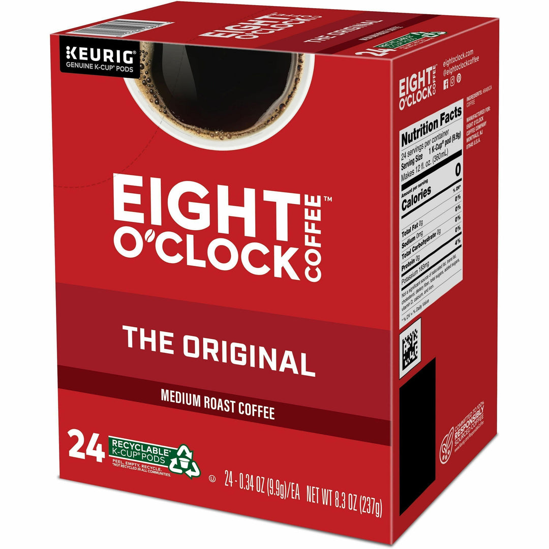 Image of Eight O'Clock 0657CT Original Coffee, Compatible with Keurig Brewer, Medium, Per Box, 24 K-Cup, K-Cup, Ground, Original, Kosher, 4 / Carton