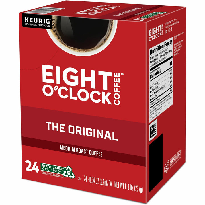 Image of Eight O'Clock 0657CT Original Coffee, Compatible with Keurig Brewer, Medium, Per Box, 24 K-Cup, K-Cup, Ground, Original, Kosher, 4 / Carton