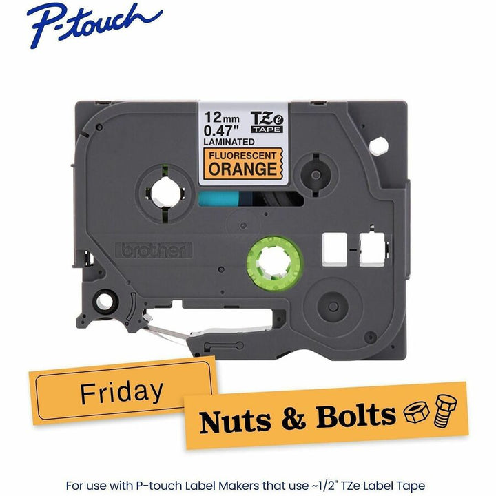 Image of Brother TZEB31CSG P-touch TZe Laminated Label Tape,, DiameterTape, Orange, Laminated, 26.20 ft Roll Length, For Label Maker, 1 Each