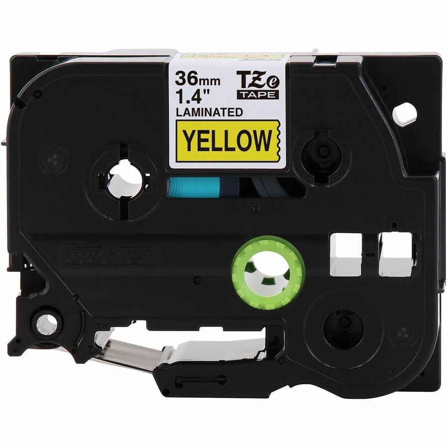 Image of P-touch TZE661G Genuine TZe661 BK on YL Label Tape, Laminated, 36mmX8m, 1 27/64" Width, Yellow, Laminated, Water Resistant, 1 Each