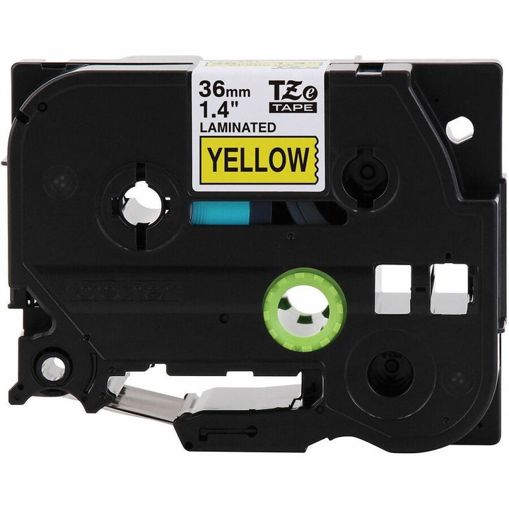 Image of P-touch TZE661G Genuine TZe661 BK on YL Label Tape, Laminated, 36mmX8m, 1 27/64" Width, Yellow, Laminated, Water Resistant, 1 Each