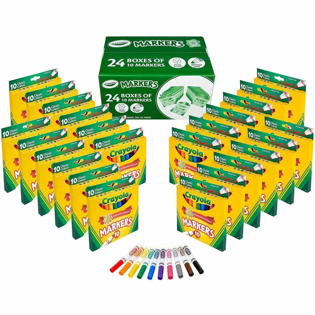 Image of Crayola 587771 Bulk Broadline Marker Set, Multi Ink, 24 / Box