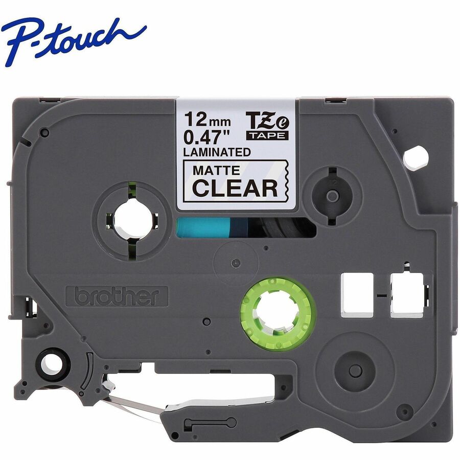 Image of Brother TZEM31G Genuine P-touch TZeM31 BK on CLR Label Tape, Premium Matte Laminated, 12mmX8m