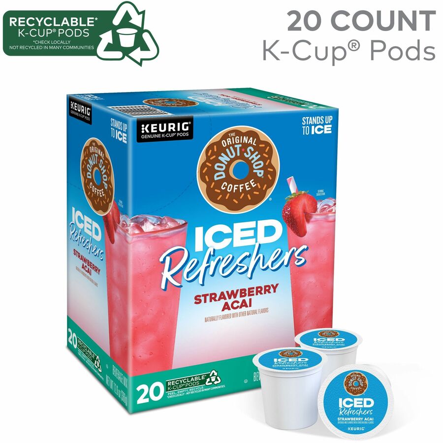 Image of The Original Donut Shop® 0237CT Iced Refreshers, Strawberry Acai, 20/Box, 4 / Carton