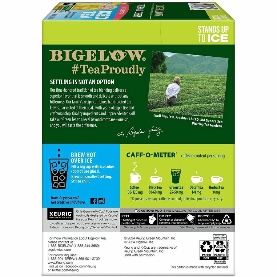 Image of Bigelow® 2870CT Tropical Iced Green Tea, Compatible with Keurig K-Cup Brewer, Caffeinated, Kosher, 22/Box, 4 / Carton
