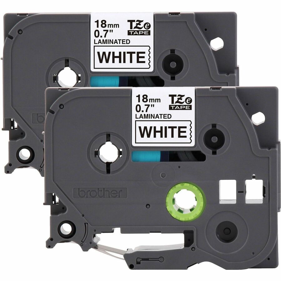 Image of P-touch TZE2412PKG Genuine TZe2412PK BK on WHT Label Tapes, Laminated, 18mmX8m each