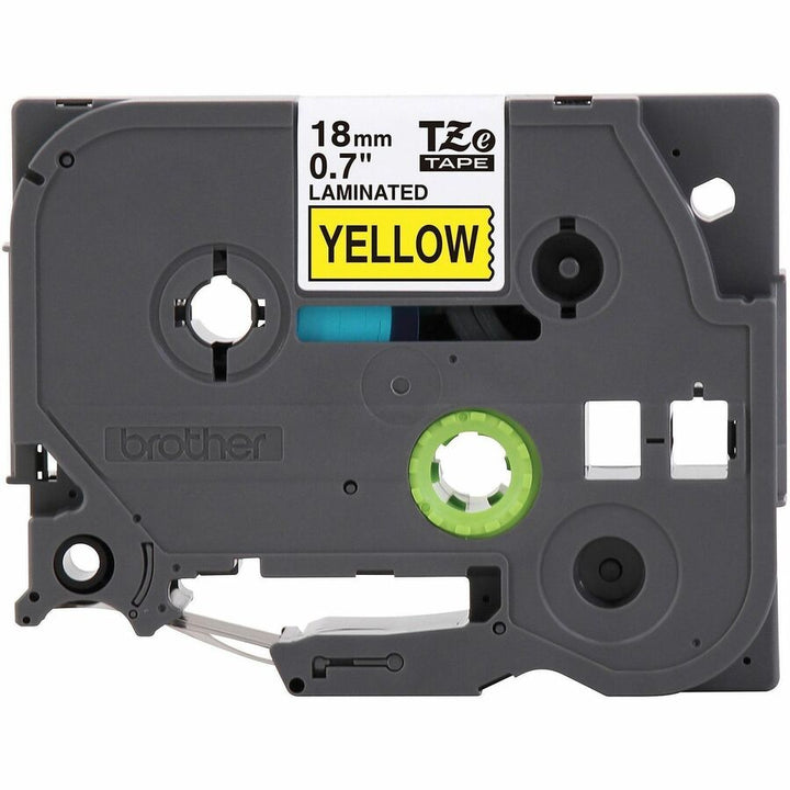 Image of Brother TZES641G Genuine P-touch TZeS641 BK on YL Label Tape, Strong Adhesive Lam., 18mmX8m
