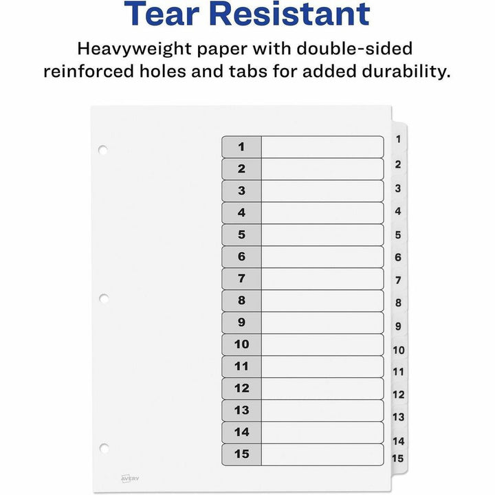 Image of Avery® Customizable TOC Ready Index Black and White Dividers, 15-Tab, 1 to 15, 11 x 8.5, 1 Set