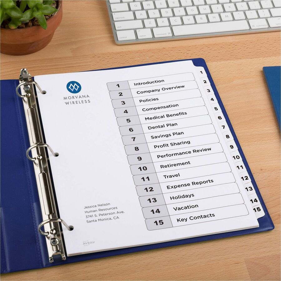 Image of Avery® Customizable TOC Ready Index Black and White Dividers, 15-Tab, 1 to 15, 11 x 8.5, 1 Set