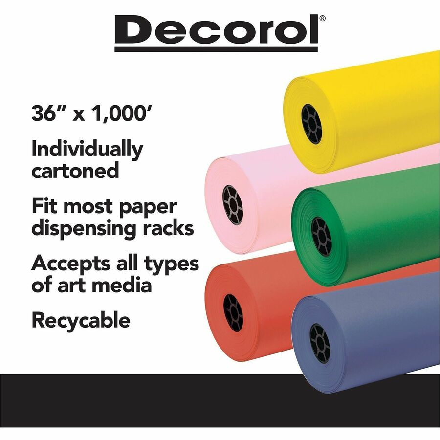 Image of Decorol P101202 Flame-Retardant Art Roll, Art, Classroom, Office, 36" x 1000 ft x 7.2" Diameter, Festive Green, Paper, 1 Roll