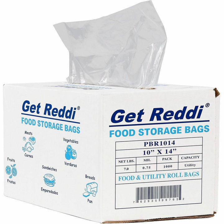 Image of Inteplast PBR1014 Food Storage Bags, 14" L x 10" W x 0.75 mil (19 Micron) Thickness, Natural, Food, Storage, Sanitary, 1 Box