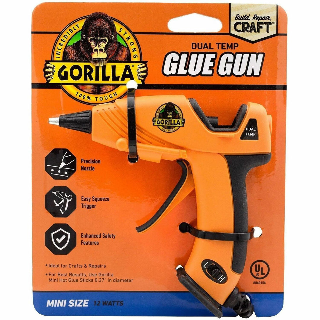 Image of Gorilla® Dual Temp Mini Hot Glue Gun, Orange/Black