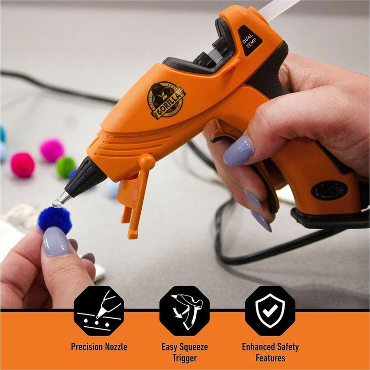 Image of Gorilla® Dual Temp Mini Hot Glue Gun, Orange/Black