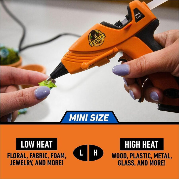 Image of Gorilla® Dual Temp Mini Hot Glue Gun, Orange/Black