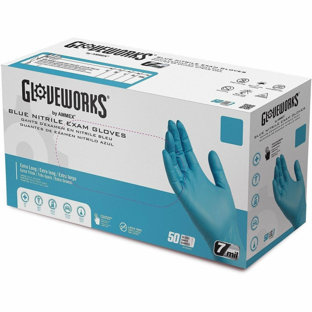 Image of Gloveworks GPNHD64100 Blue HD Nitrile Powder-Free Exam Gloves