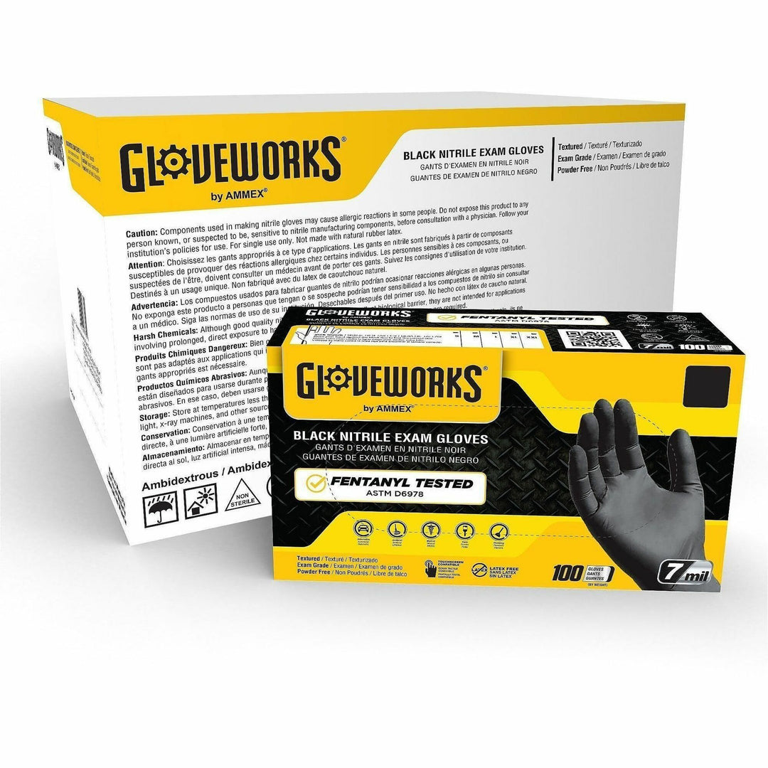 Image of Gloveworks GWBEN48100 Black Nitrile Powder-Free Exam Gloves