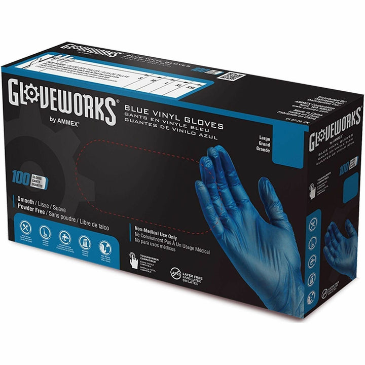 Image of Gloveworks IVBPF46100 Industrial Blue Powder-Free Vinyl Gloves