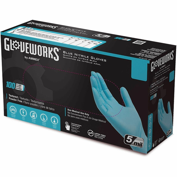 Image of Gloveworks INPF48100 Industrial Blue Powder-Free Nitrile Gloves