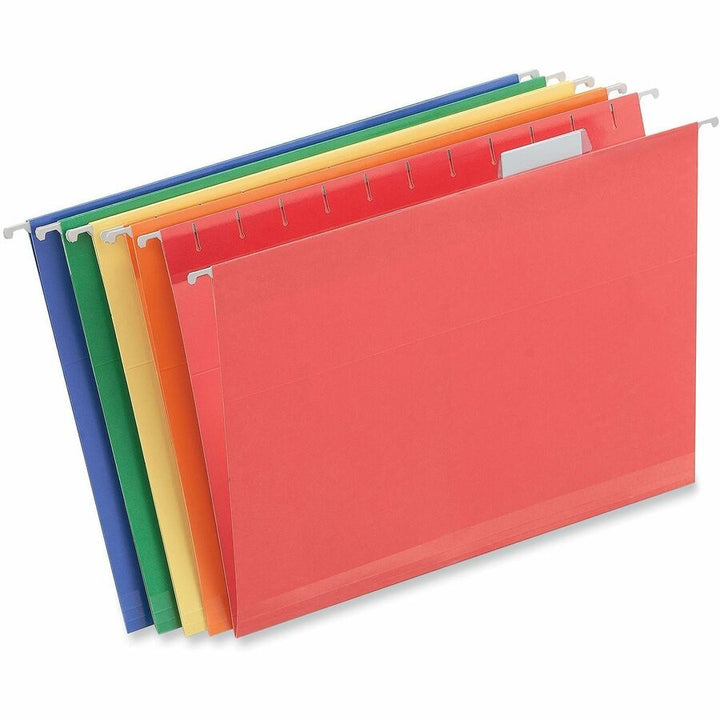 Image of Universal UNV34112 Hanging Folder, 1" Expansion, Assorted Tab Position, 11 pt., Stock, Assorted, 10% Recycled, 25 / Box