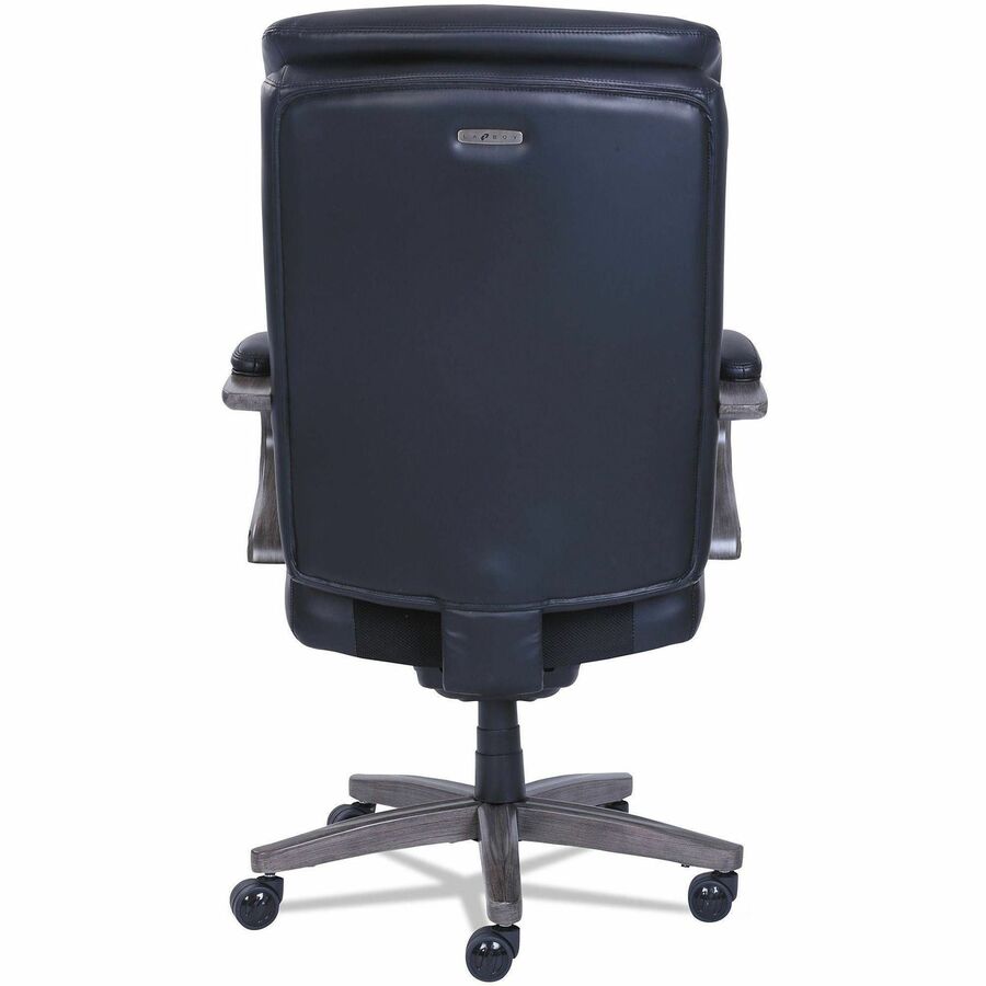 Image of La-Z-Boy® Woodbury High-Back Executive Chair, Supports Up To 300 Lb, 20.25" To 23.25" Seat Height, Black Seat/back, Weathered Gray Base
