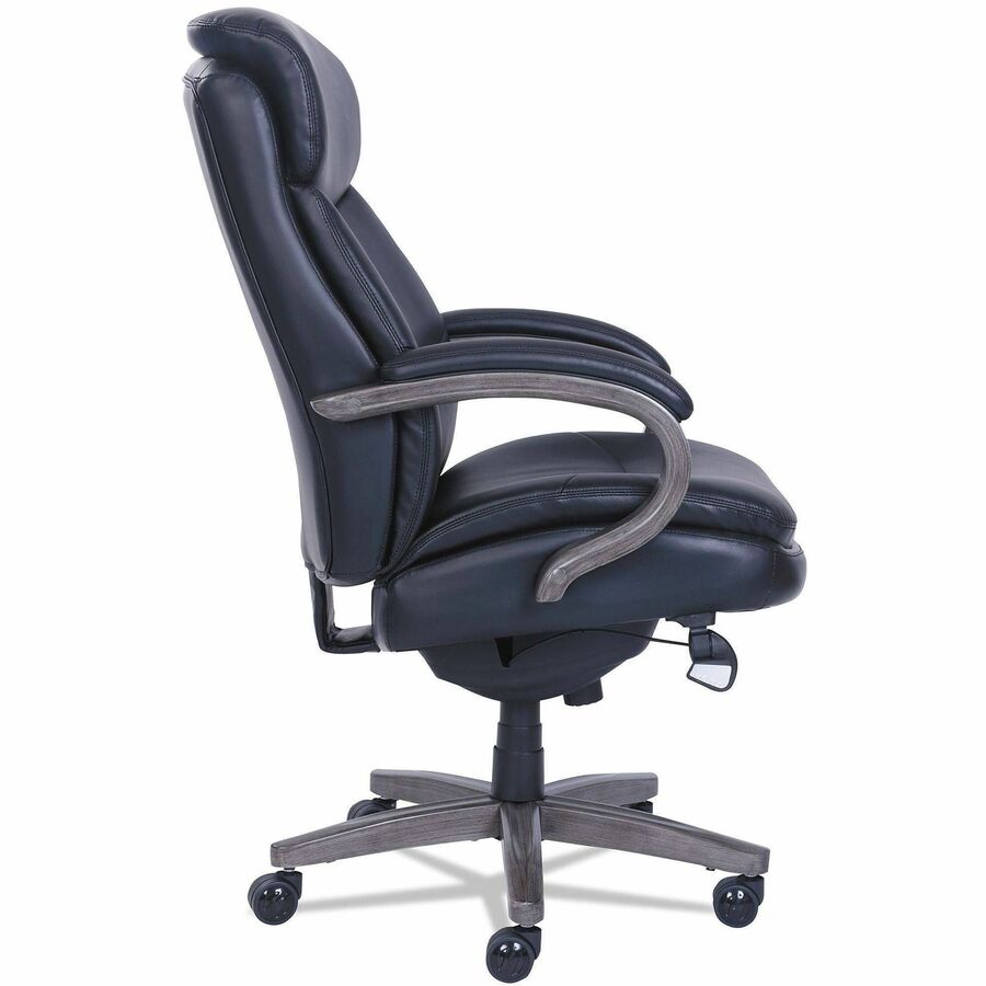 Image of La-Z-Boy® Woodbury High-Back Executive Chair, Supports Up To 300 Lb, 20.25" To 23.25" Seat Height, Black Seat/back, Weathered Gray Base