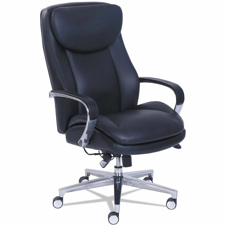 Image of La-Z-Boy® Commercial 2000 High-Back Executive Chair, Dynamic Lumbar Support, Supports 300lb, 20" To 23" Seat Height, Black, Silver Base