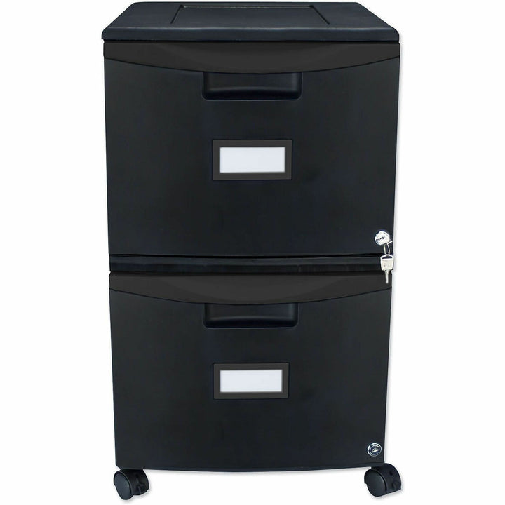 Image of Storex Two-Drawer Mobile Filing Cabinet, 2 Legal/letter-Size File Drawers, Black, 14.75" X 18.25" X 26"