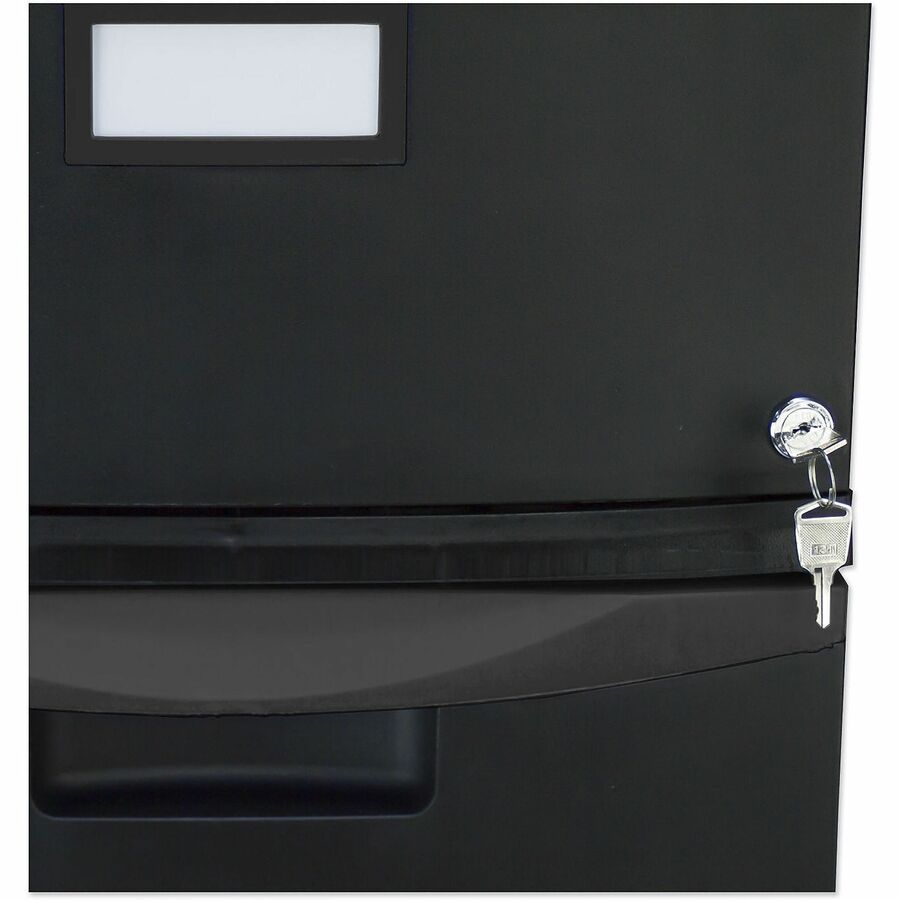 Image of Storex Two-Drawer Mobile Filing Cabinet, 2 Legal/letter-Size File Drawers, Black, 14.75" X 18.25" X 26"