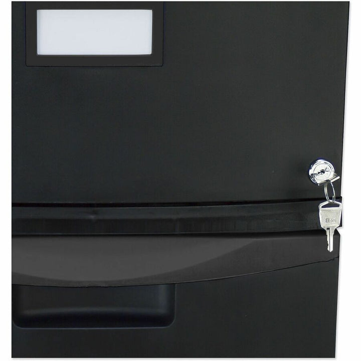 Image of Storex Two-Drawer Mobile Filing Cabinet, 2 Legal/letter-Size File Drawers, Black, 14.75" X 18.25" X 26"
