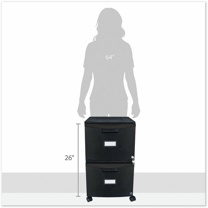Image of Storex Two-Drawer Mobile Filing Cabinet, 2 Legal/letter-Size File Drawers, Black, 14.75" X 18.25" X 26"