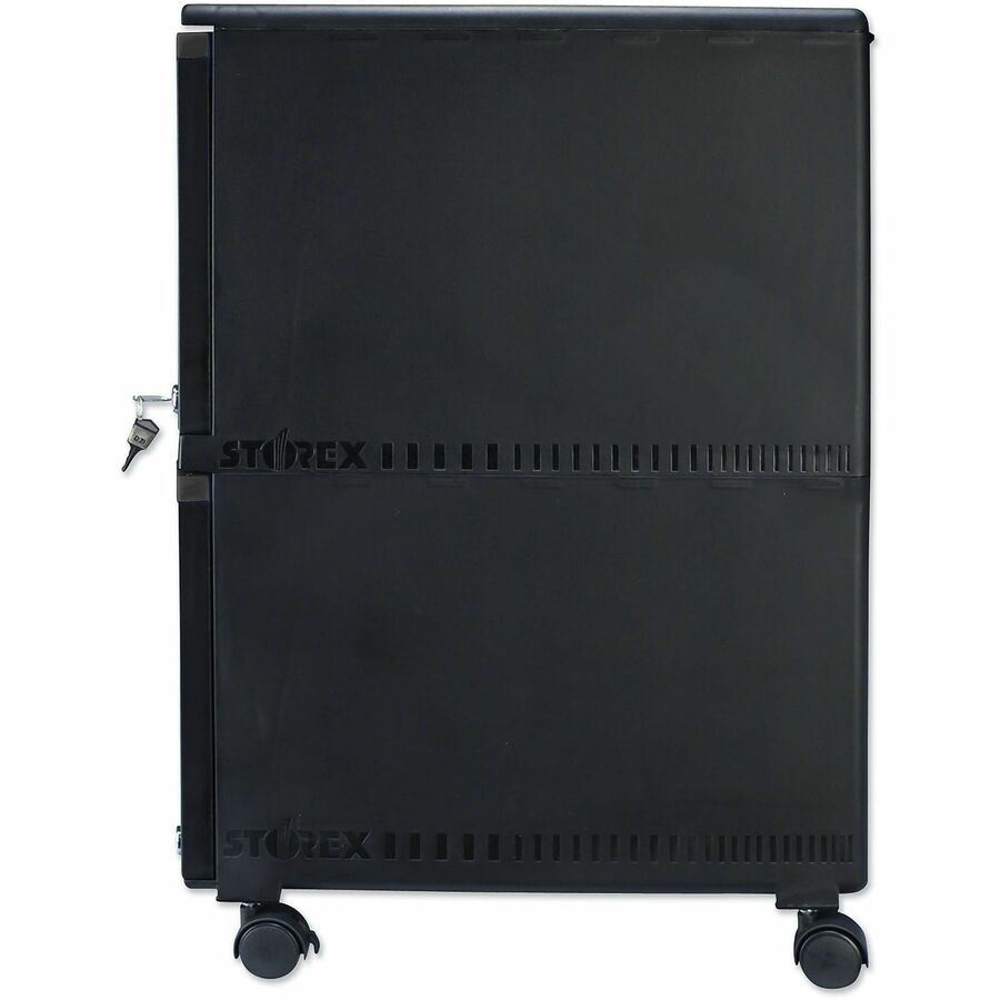 Image of Storex Two-Drawer Mobile Filing Cabinet, 2 Legal/letter-Size File Drawers, Black, 14.75" X 18.25" X 26"
