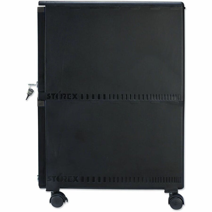 Image of Storex Two-Drawer Mobile Filing Cabinet, 2 Legal/letter-Size File Drawers, Black, 14.75" X 18.25" X 26"