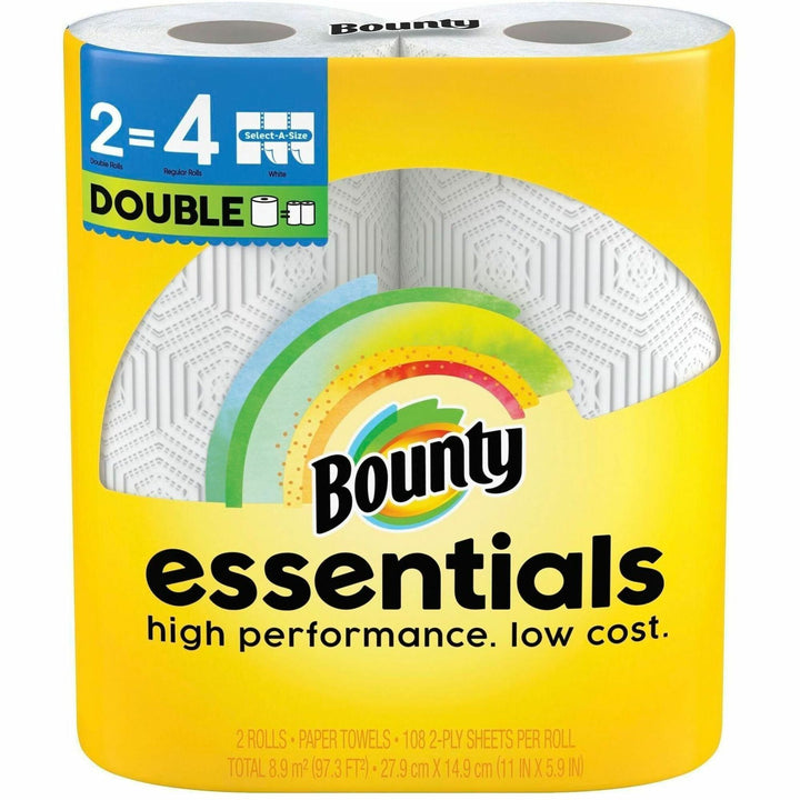 Image of Bounty 14019CT Essentials Select-A-Size, 2 Ply, 108 Sheets/Roll, White, Paper, 2 Rolls Per PackPack, 8 / Carton