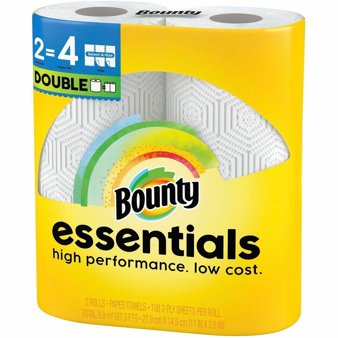 Image of Bounty 14019CT Essentials Select-A-Size, 2 Ply, 108 Sheets/Roll, White, Paper, 2 Rolls Per PackPack, 8 / Carton