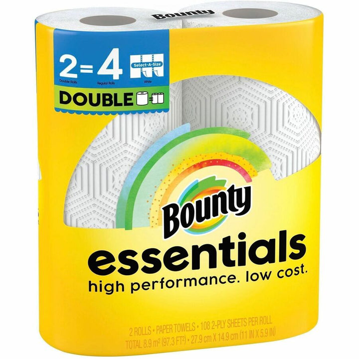 Image of Bounty 14019 Essentials Select-A-Size, 2 Ply, 108 Sheets/Roll, White, Paper, 2 Rolls Per PackPack, 2 / Pack